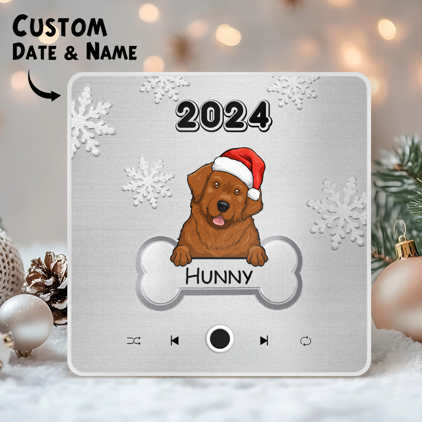 Personalized Music Fridge Magnet Custom Pet Dog Merry Christmas Custom Music Magnets Can Play Songs Christmas Gift Pet Lovers Gifts - MyMoonLampAu