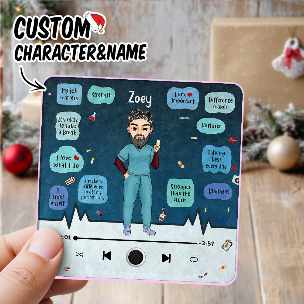 Custom Nurse Portrait Personalized Music Fridge Magnet Merry Christmas Custom Music Magnets Can Play Songs Christmas Gift Family Gifts - MyMoonLampAu