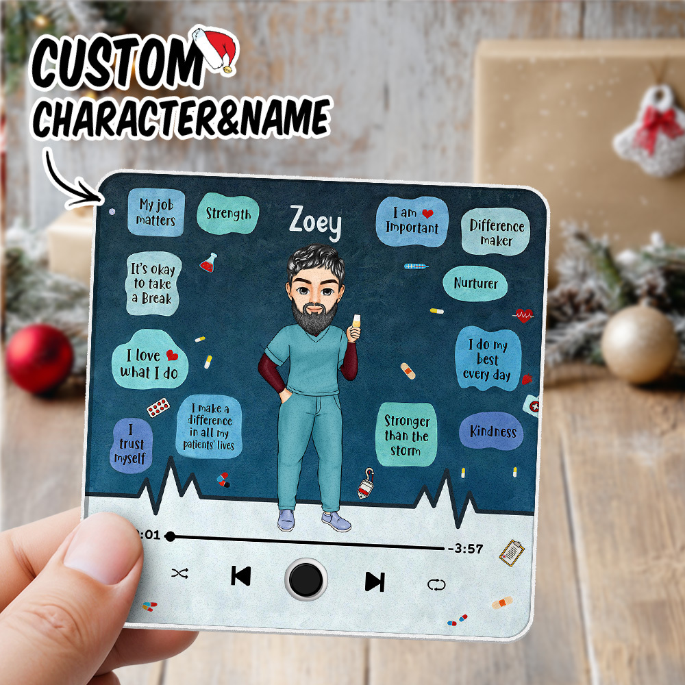 Custom Nurse Portrait Personalized Music Fridge Magnet Merry Christmas Custom Music Magnets Can Play Songs Christmas Gift Family Gifts - MyMoonLampAu