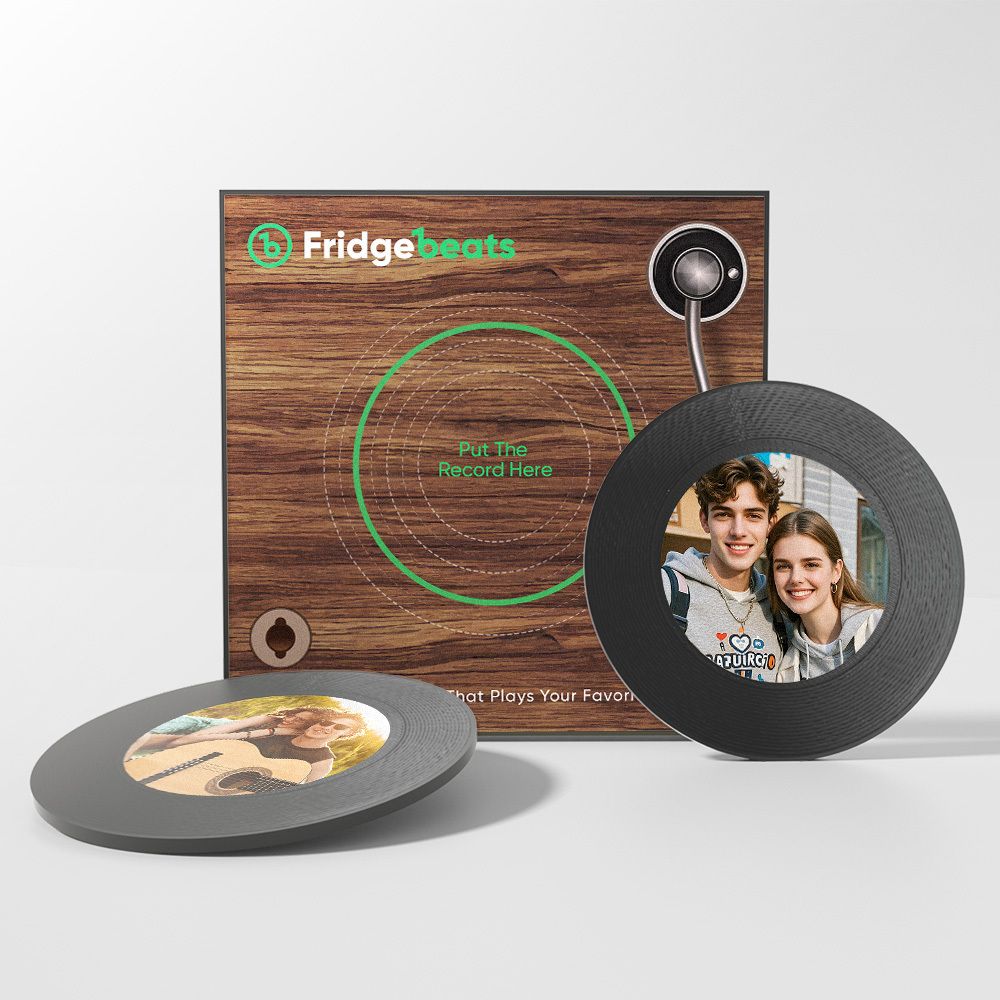 Custom Music And Photo Fridge Magnet Vintage Style Song Fridge Magnet NFC Functionality - MyMoonLampAu