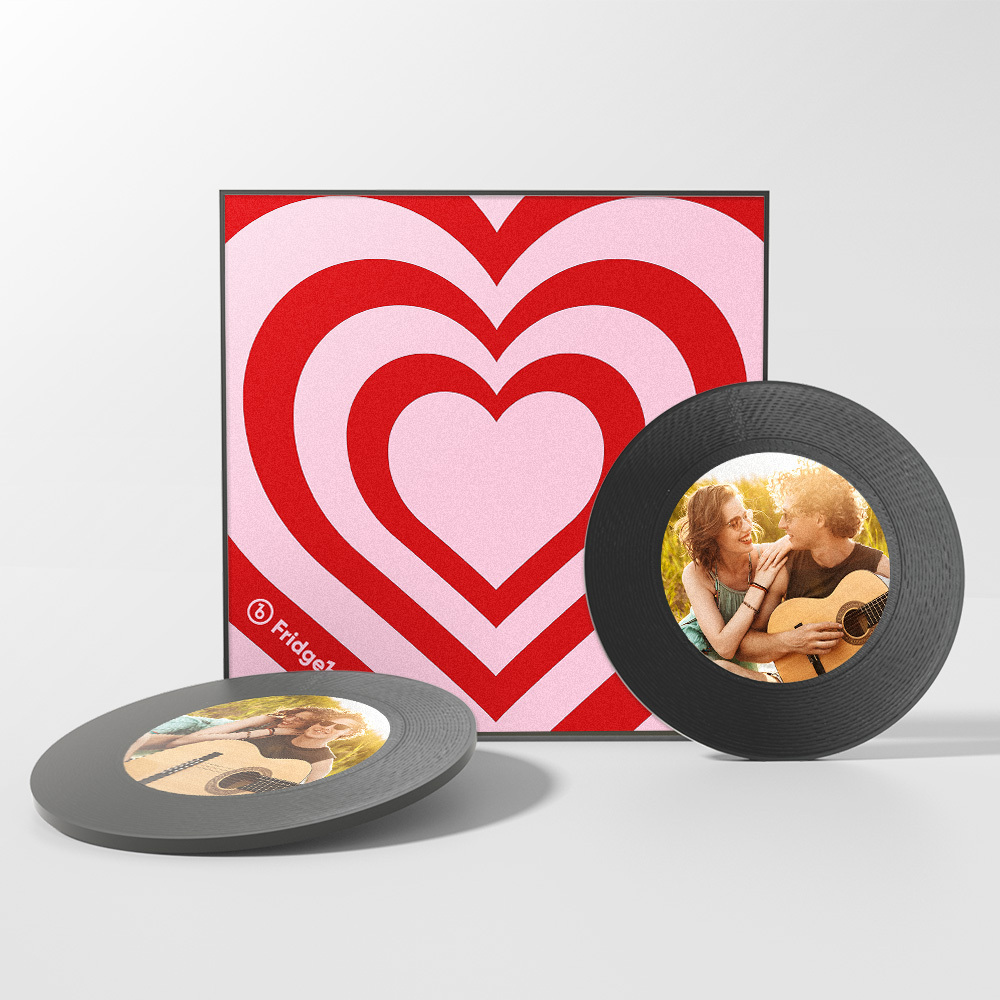 Custom Music And Photo Fridge Magnet Personalized Love Wave Fridge Magnet Gift for Couple Valentine's Day - MyMoonLampAu