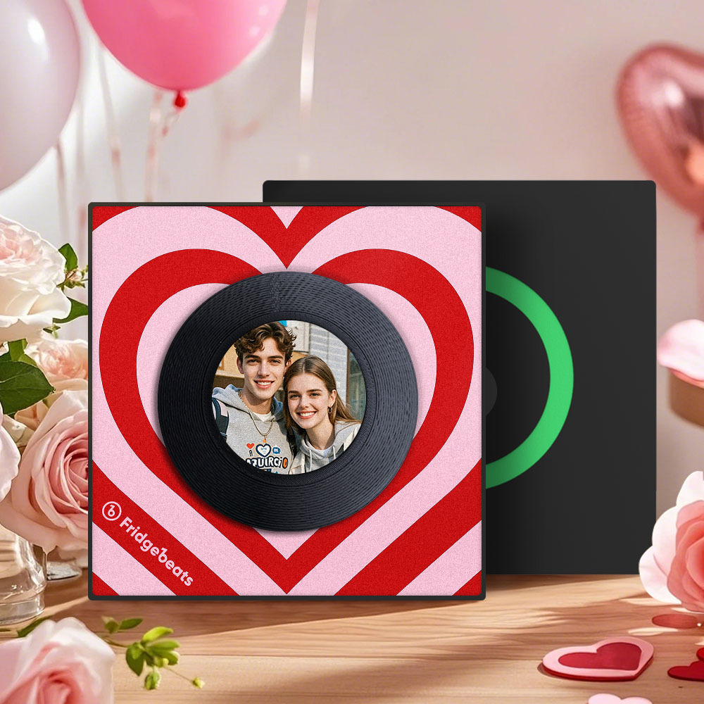 Custom Music And Photo Fridge Magnet Personalized Love Wave Fridge Magnet Gift for Couple Valentine's Day