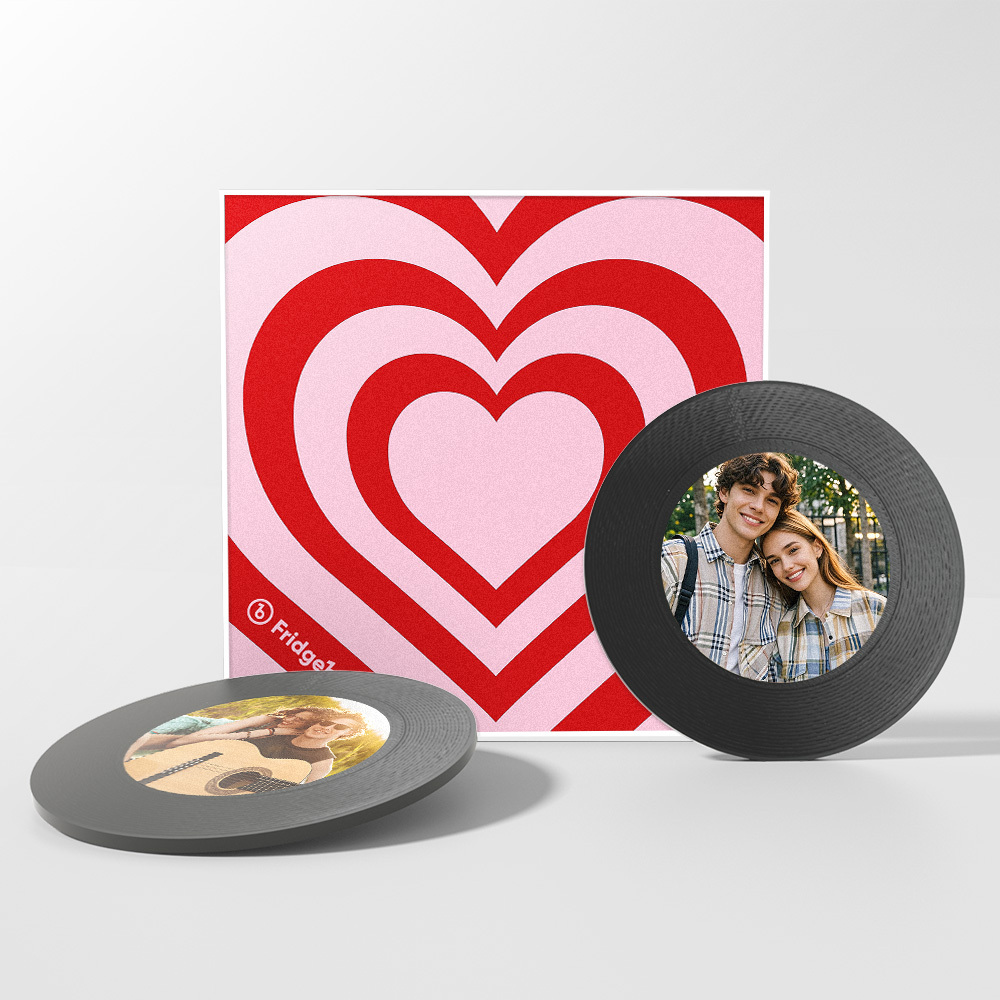 Custom Music And Photo Fridge Magnet Personalized Love Wave Fridge Magnet Gift for Couple Valentine's Day - MyMoonLampAu
