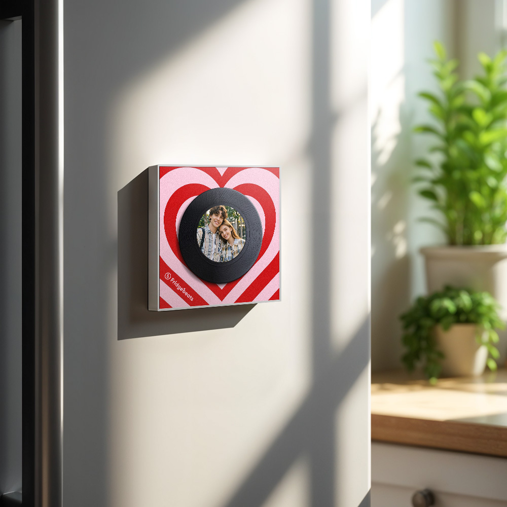 Custom Music And Photo Fridge Magnet Personalized Love Wave Fridge Magnet Gift for Couple Valentine's Day - MyMoonLampAu