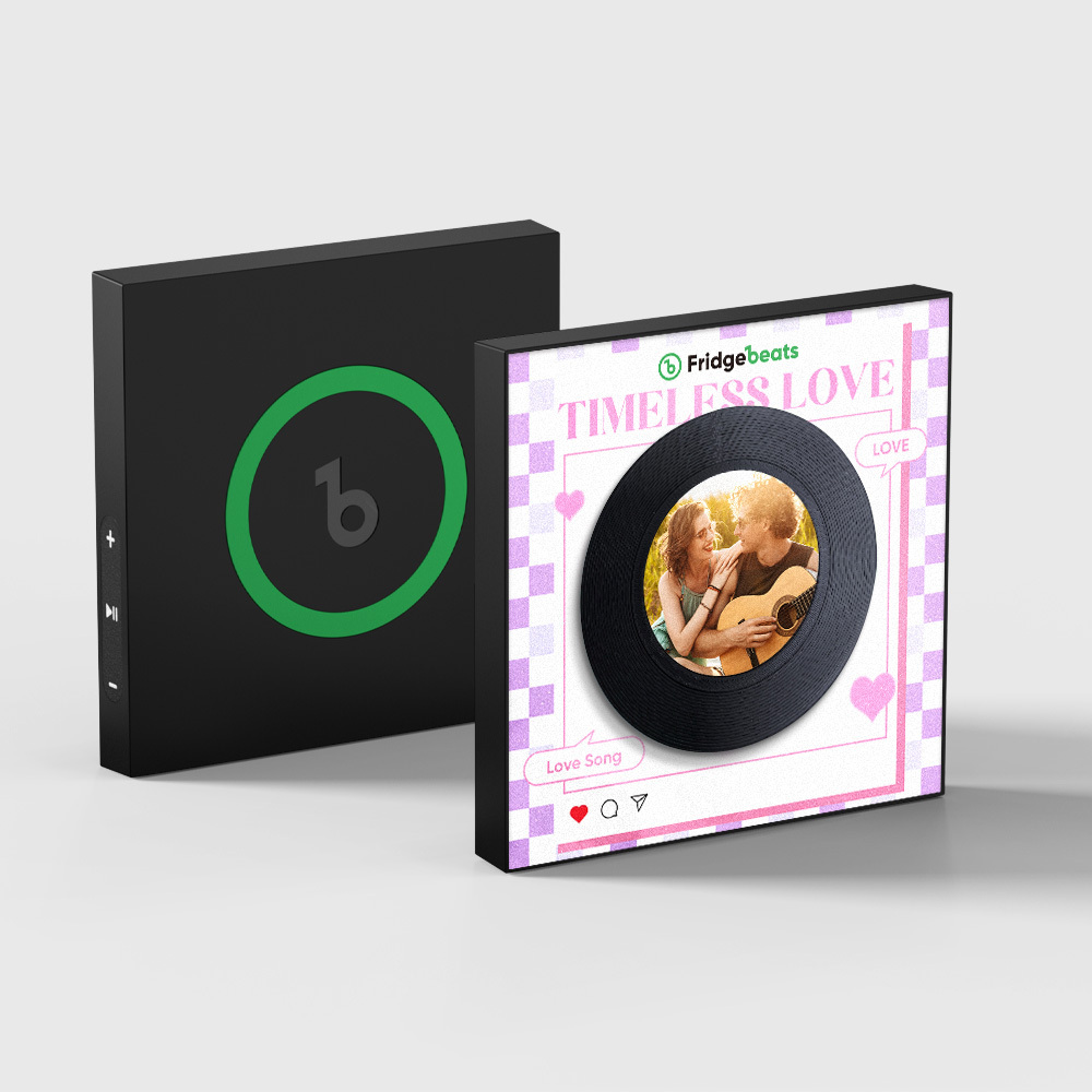 Custom Music And Photo Fridge Magnet Personalized Pink Heart Fridge Magnet Valentine's Day Gift for Couple - MyMoonLampAu