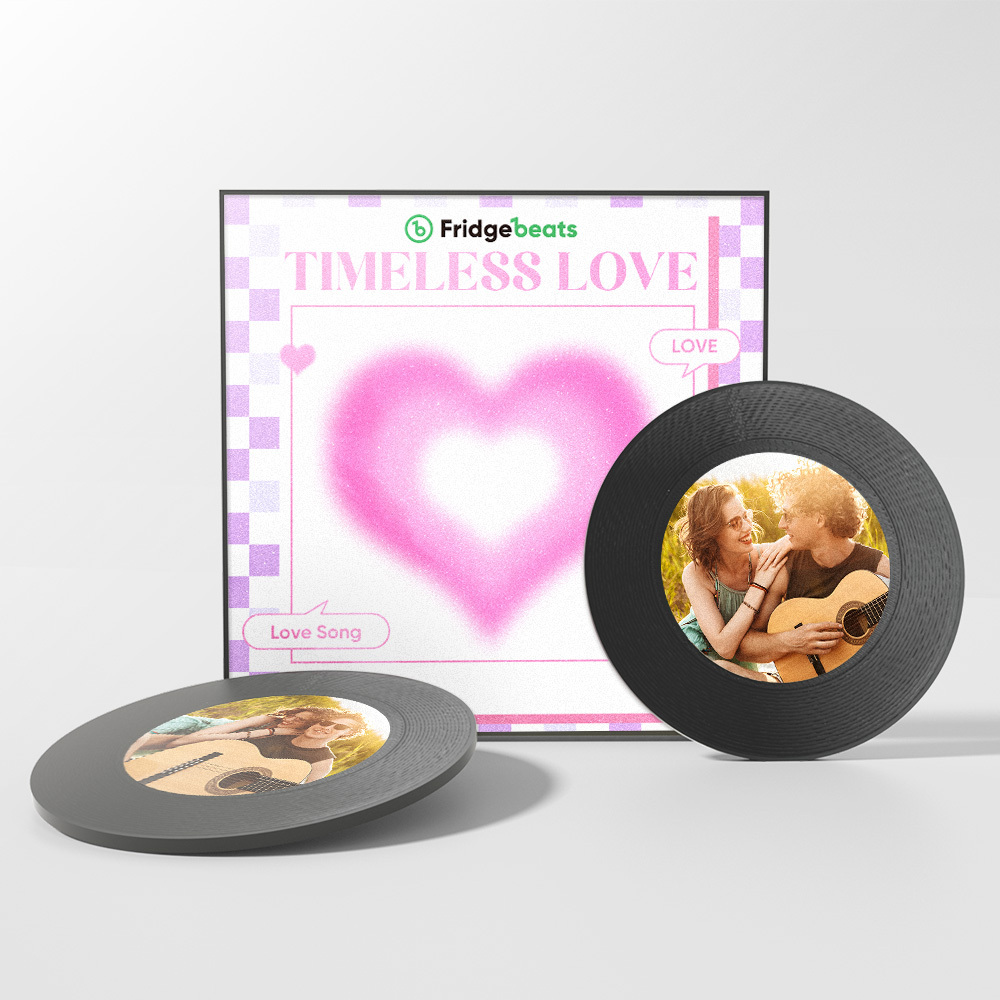 Custom Music And Photo Fridge Magnet Personalized Pink Heart Fridge Magnet Valentine's Day Gift for Couple - MyMoonLampAu