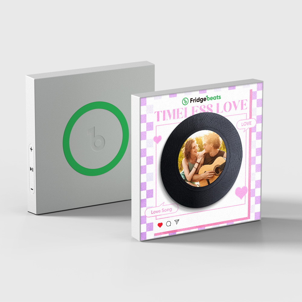 Custom Music And Photo Fridge Magnet Personalized Pink Heart Fridge Magnet Valentine's Day Gift for Couple - MyMoonLampAu
