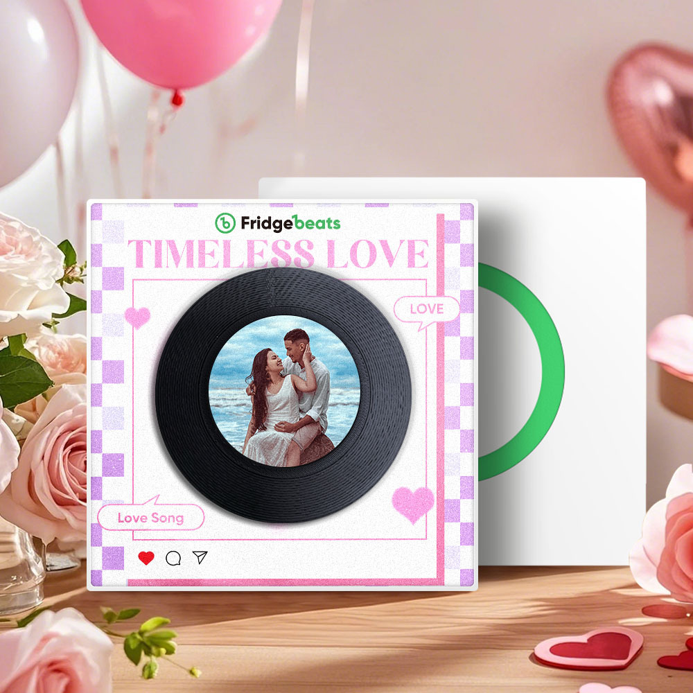 Custom Music And Photo Fridge Magnet Personalized Pink Heart Fridge Magnet Valentine's Day Gift for Couple - MyMoonLampAu