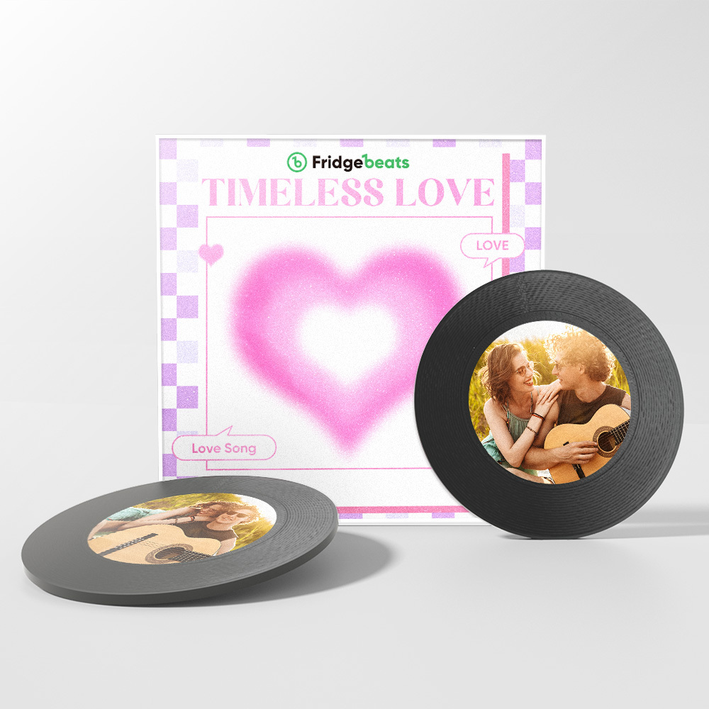 Custom Music And Photo Fridge Magnet Personalized Pink Heart Fridge Magnet Valentine's Day Gift for Couple - MyMoonLampAu