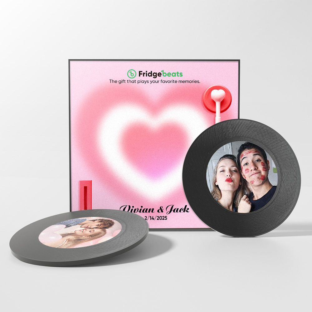 Custom Music And Photo Fridge Magnet Personalized Fridge Magnet with Text Valentine's Day Gift for Couple - MyMoonLampAu