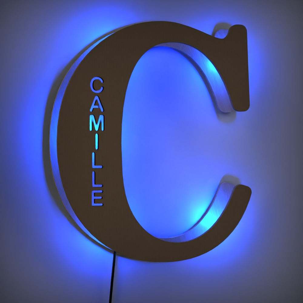 Personalized Wooden Up Letter I Name Sign Lamp Billboard Lamp Night Light