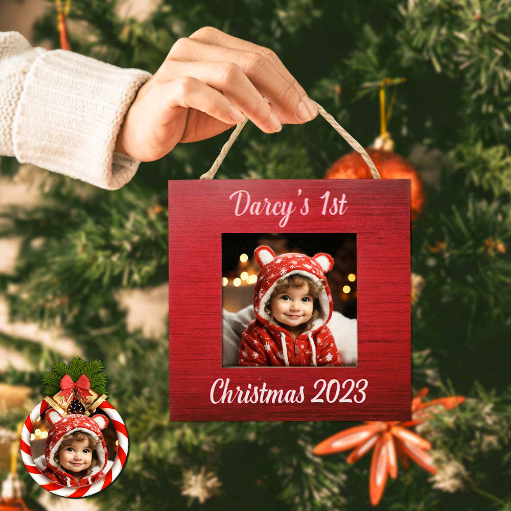 Custom Engraved Christmas Ornament Personalised Photo Creative Decor Christmas Day Gift - mymoonlampau
