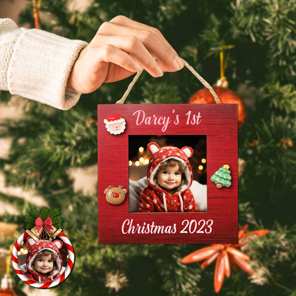 Custom Engraved Christmas Ornament Personalised Photo Creative Decor Christmas Day Gift - mymoonlampau