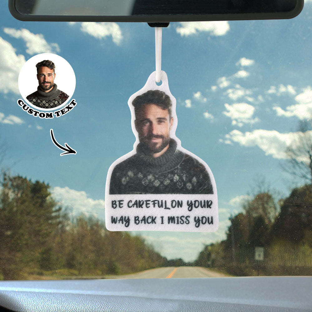 Custom Face Car Air Freshener Rearview With Text Mirror Ornament Gifts - mymoonlampau