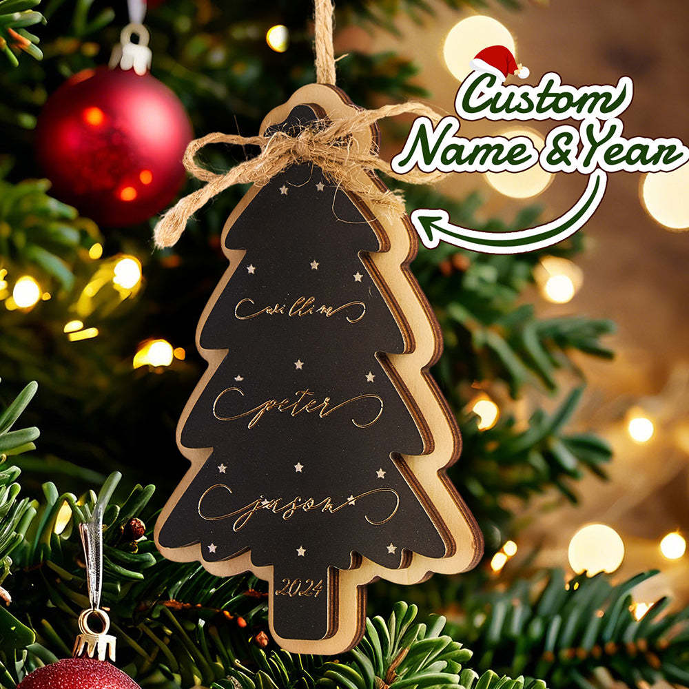 Personalized Family Christmas Ornament Christmas Tree with Family Names Ornament - MyMoonLampAu