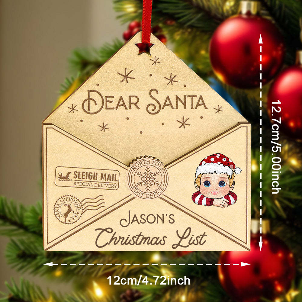 Personalized 3D Letter To Santa Wooden Ornament Christmas Gift For Little Ones - MyMoonLampAu