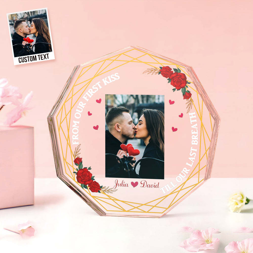 Custom Photo Acrylic Plaque Gift for Couples from Our First Kiss Till Our Last Breath - mymoonlampau