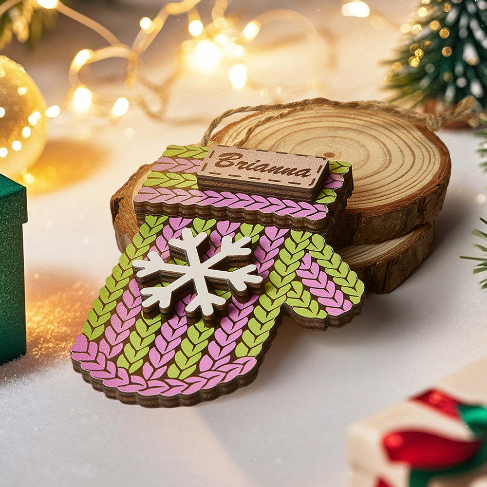 Personalized Name Winter Beanie Hat Christmas Ornament Custom Christmas Winter Mitten Stocking Sweater Ornament - MyMoonLampAu