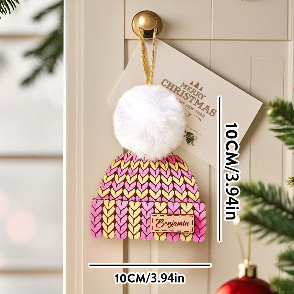 Personalized Name Winter Beanie Hat Christmas Ornament Custom Christmas Winter Mitten Stocking Sweater Ornament - MyMoonLampAu