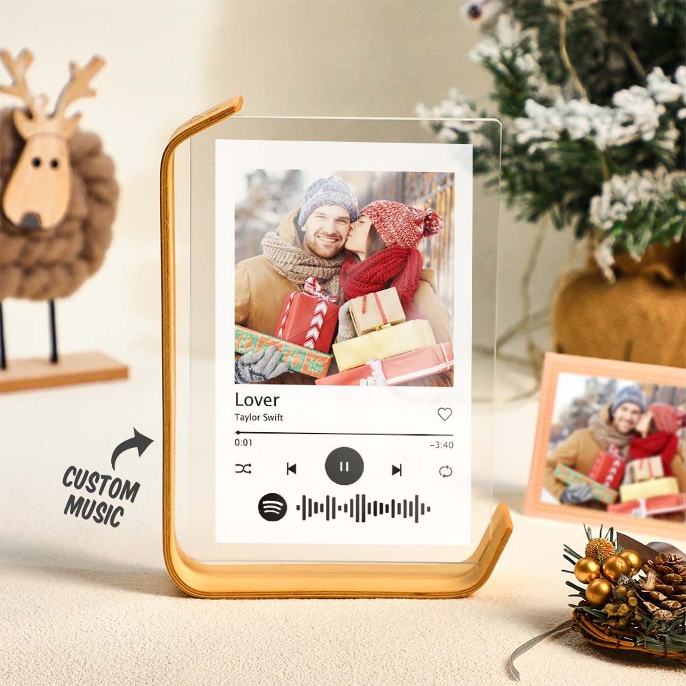 Custom L-shape Spotify Photo Frames Personalized Acrylic Picture Frame for Tabletop or Desktop Decor - mymoonlampau