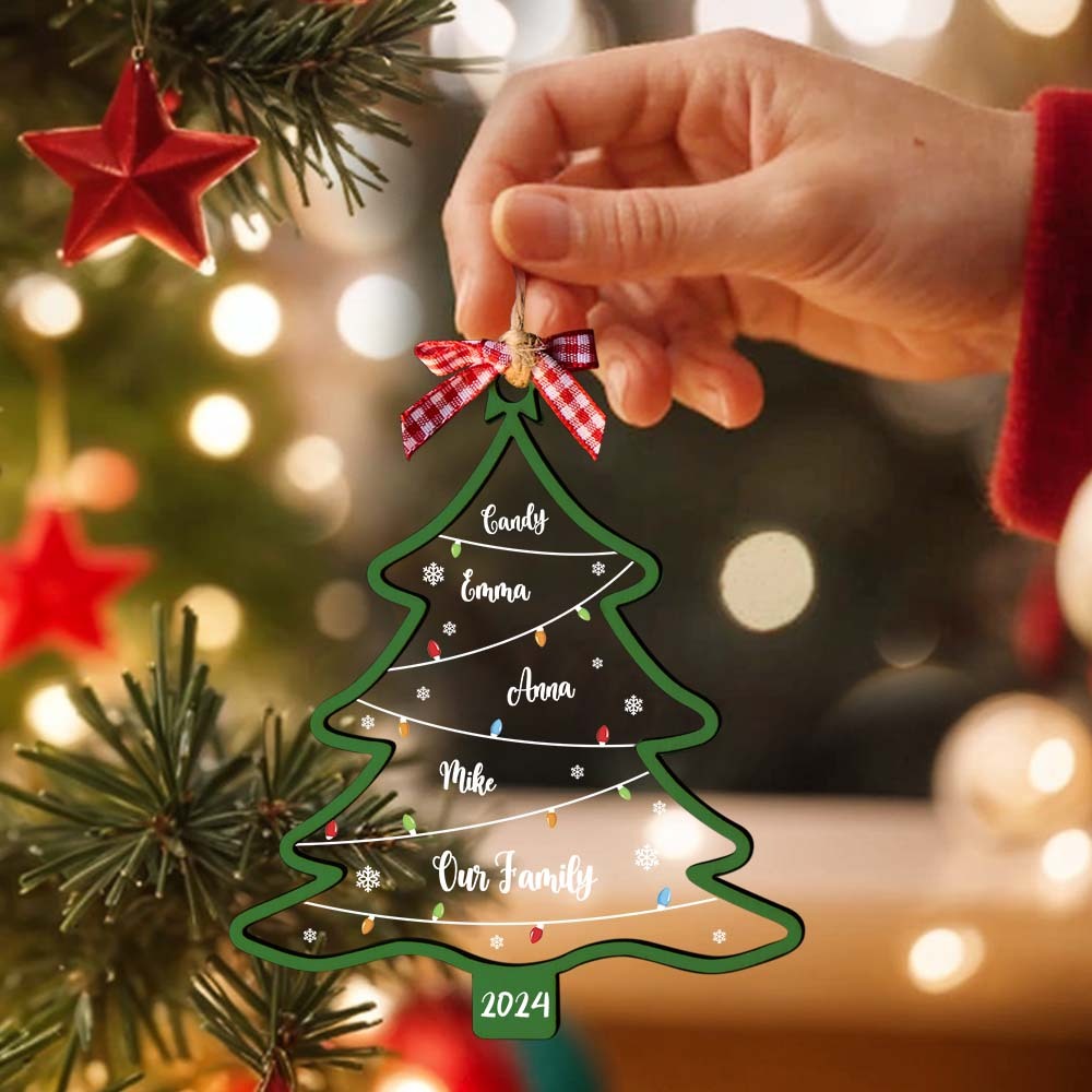 Personalized Christmas Tree Ornament with Names Family Christmas Ornament Gift - MyMoonLampAu