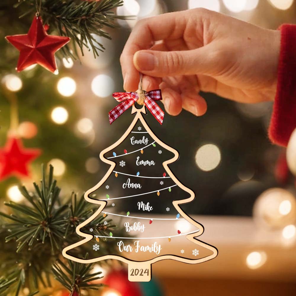 Personalized Christmas Tree Ornament with Names Family Christmas Ornament Gift - MyMoonLampAu