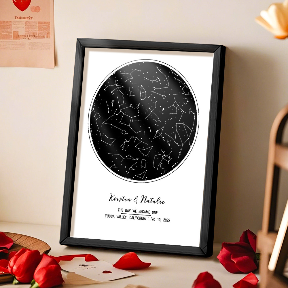 Personalized Astrology Frame Custom Name and Date Decoration Painting Wedding Anniversary Gift - MyMoonLampAu