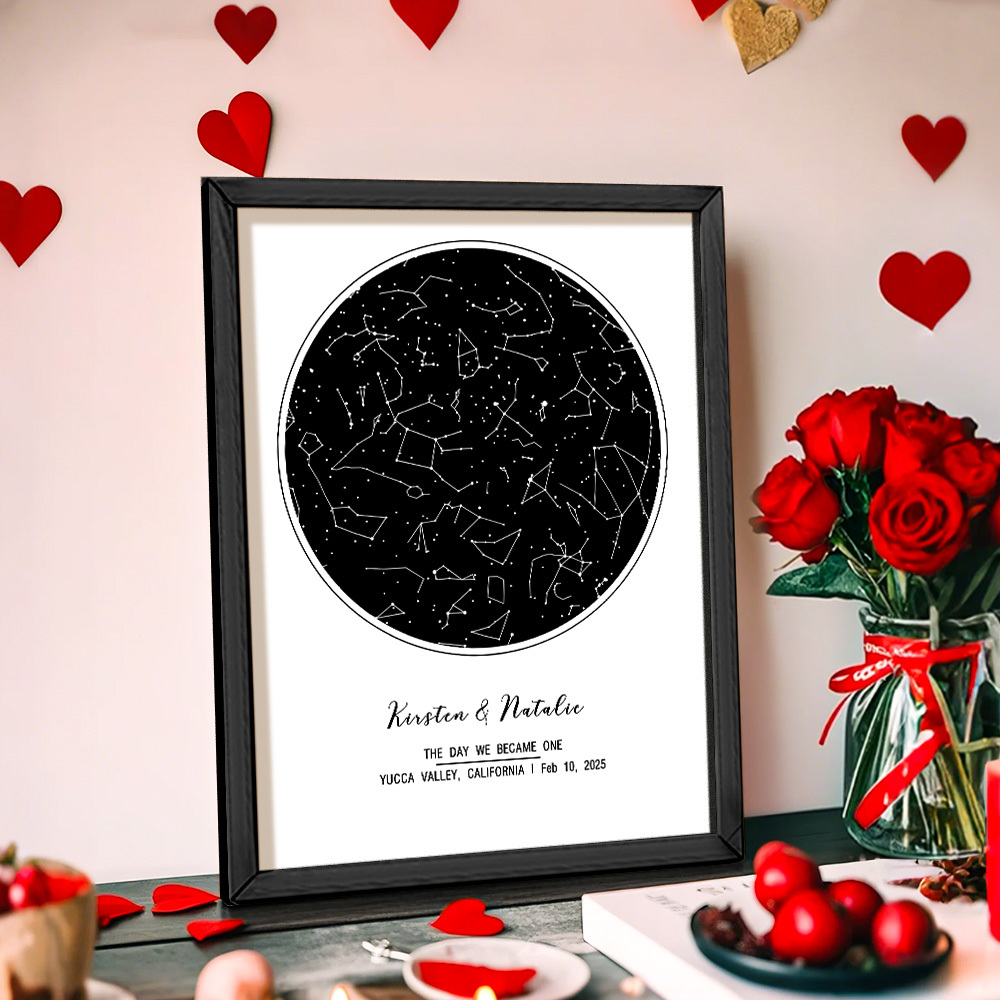 Personalized Astrology Frame Custom Name and Date Decoration Painting Wedding Anniversary Gift - MyMoonLampAu