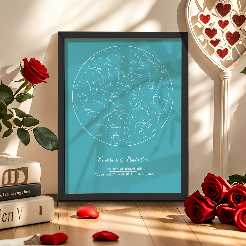 Personalized Astrology Frame Custom Name and Date Decoration Painting Wedding Anniversary Gift - MyMoonLampAu