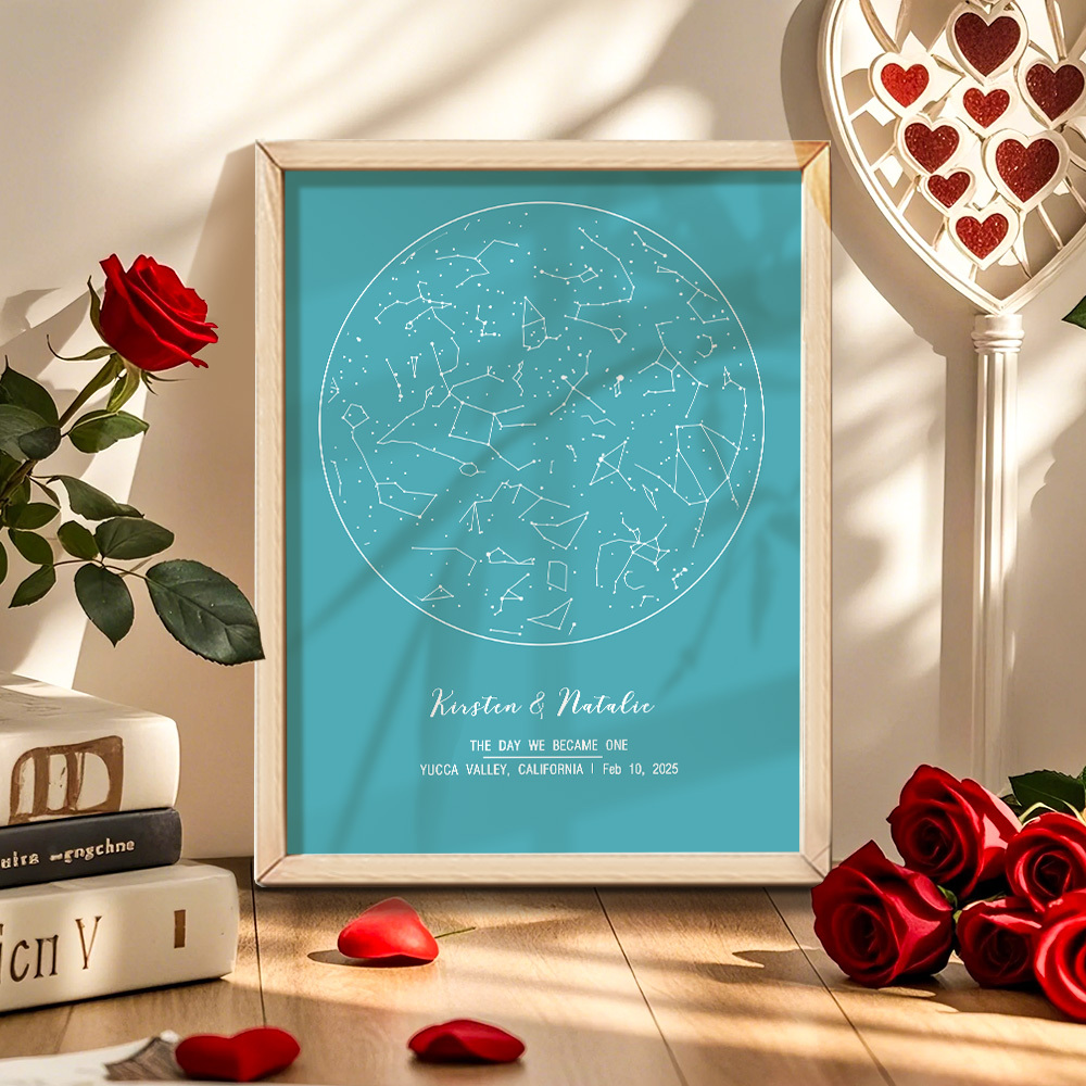 Personalized Astrology Frame Custom Name and Date Decoration Painting Wedding Anniversary Gift - MyMoonLampAu