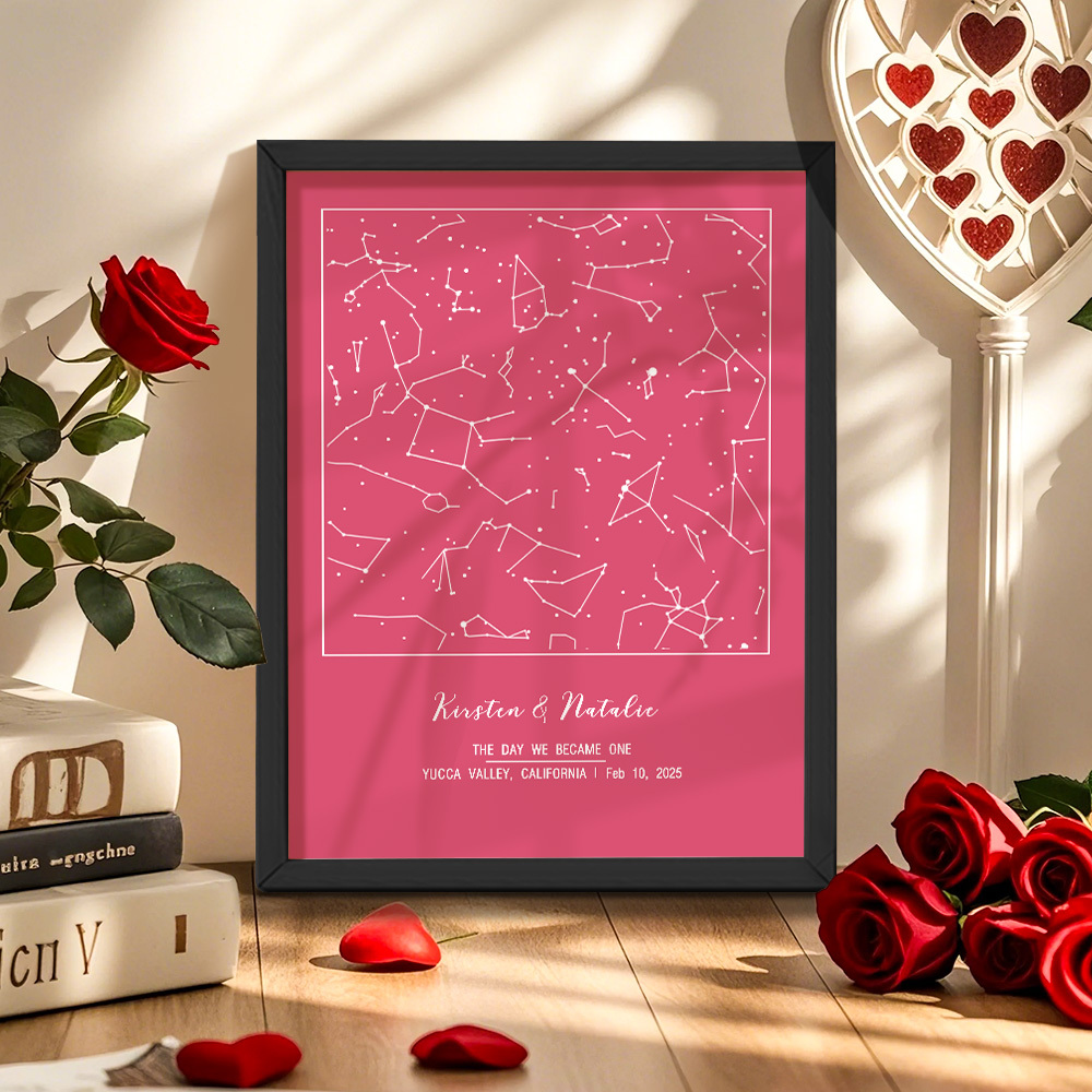 Personalized Astrology Frame Custom Name and Date Decoration Painting Wedding Anniversary Gift - MyMoonLampAu