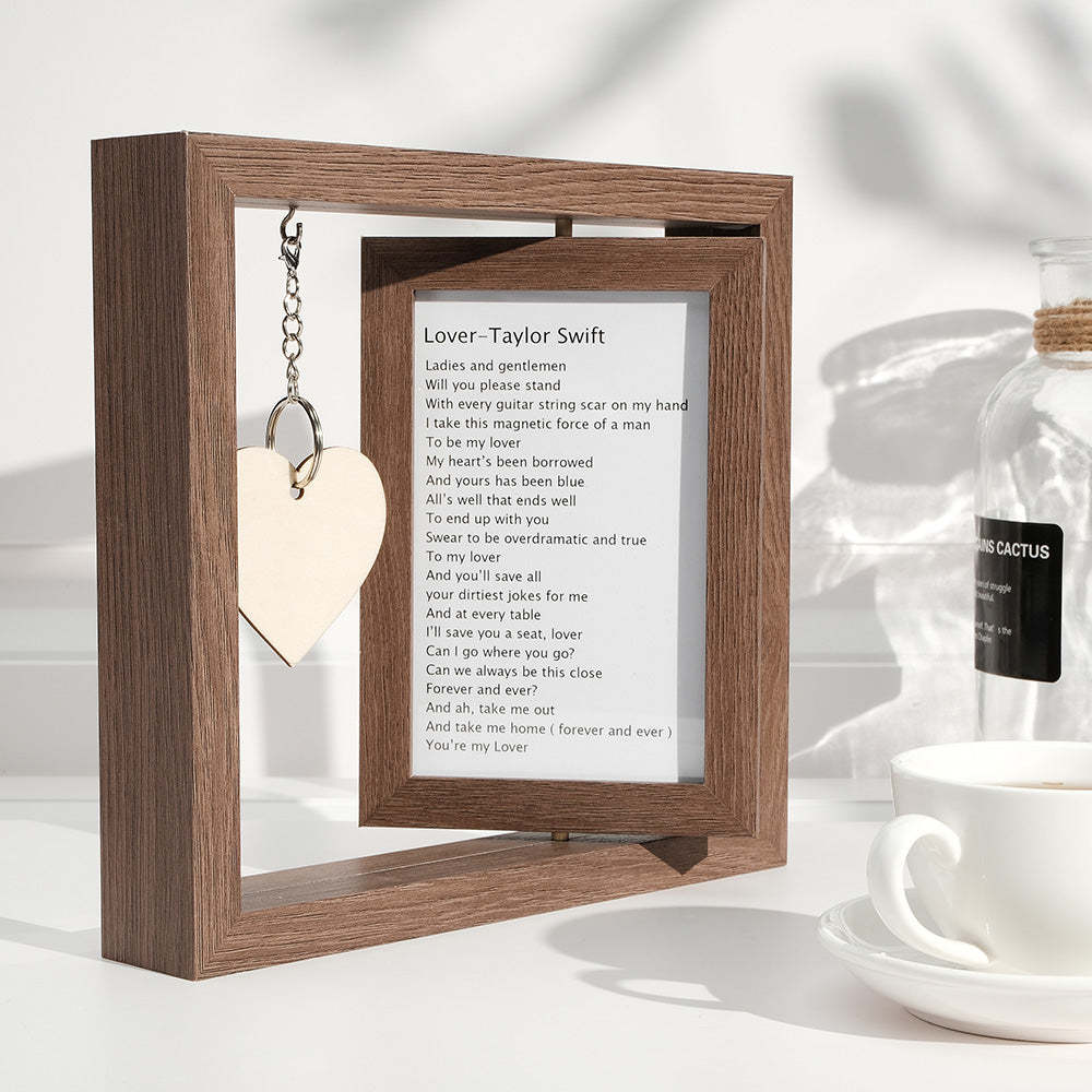 Custom Engraved Rotating Floating Picture Frames Double-Sided For Couple Personalised Engagement Gift - mymoonlampau