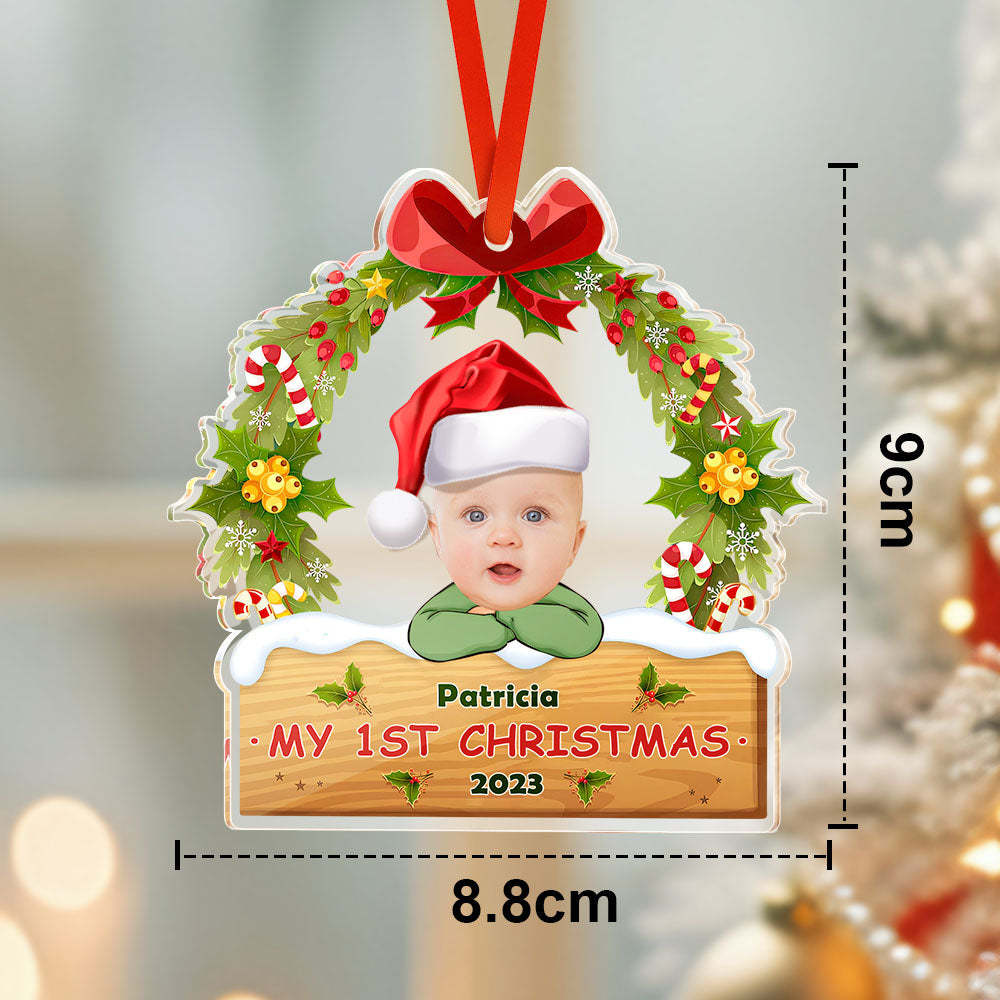 Custom Face Christmas Tree Ornament Baby's First Christmas Gift - mymoonlampau