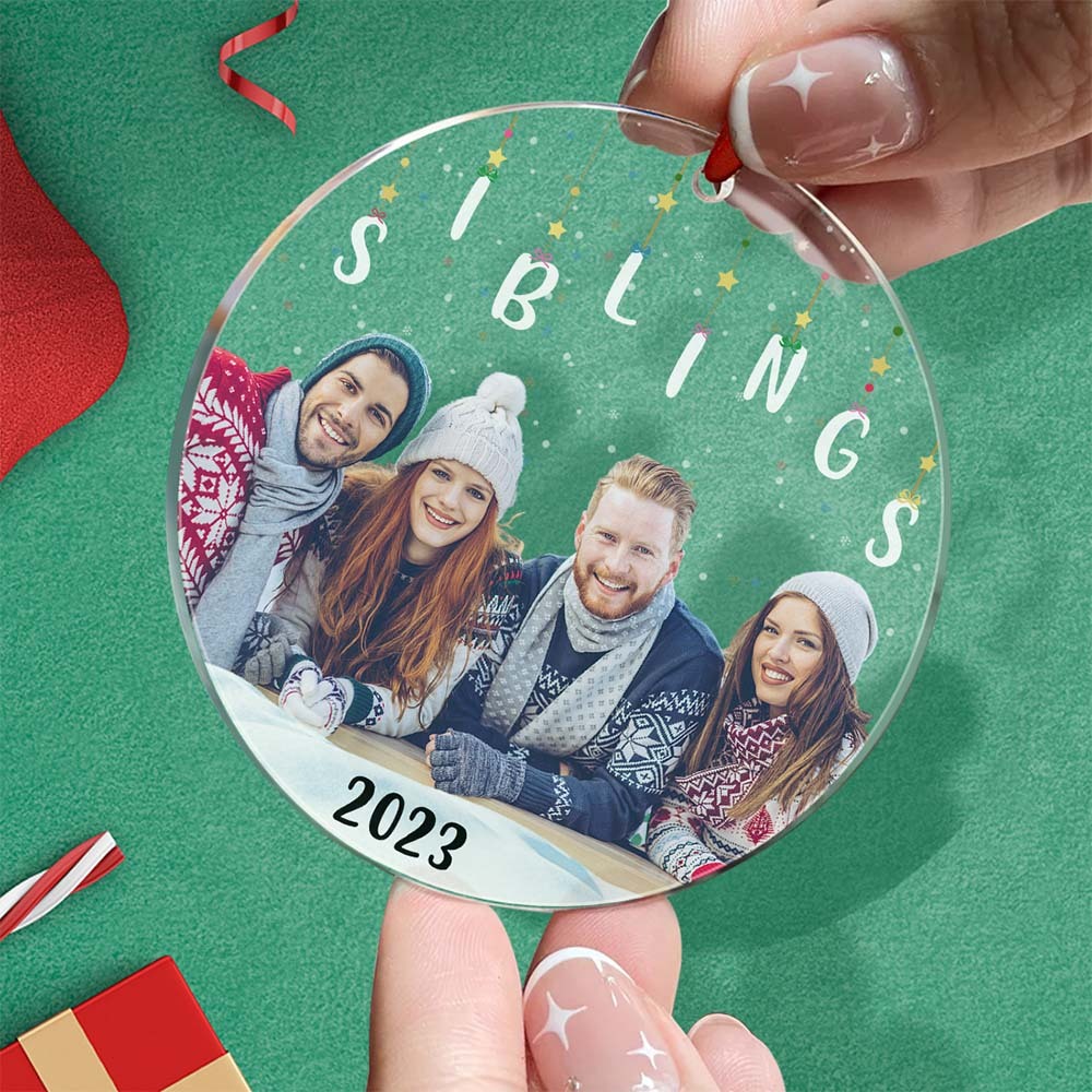 Personalized Photo Christmas Ornament Christmas Gift Sisters Siblings Family Brothers - mymoonlampau