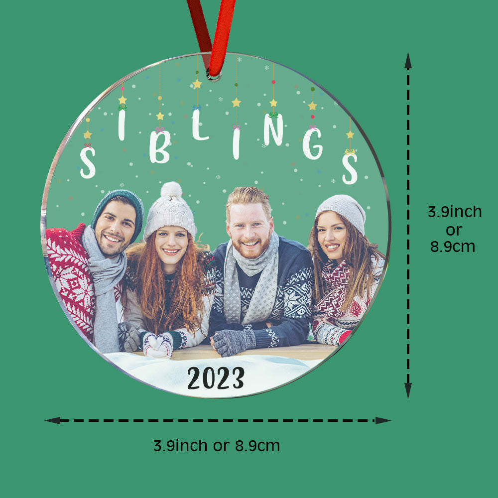 Personalized Photo Christmas Ornament Christmas Gift Sisters Siblings Family Brothers - mymoonlampau