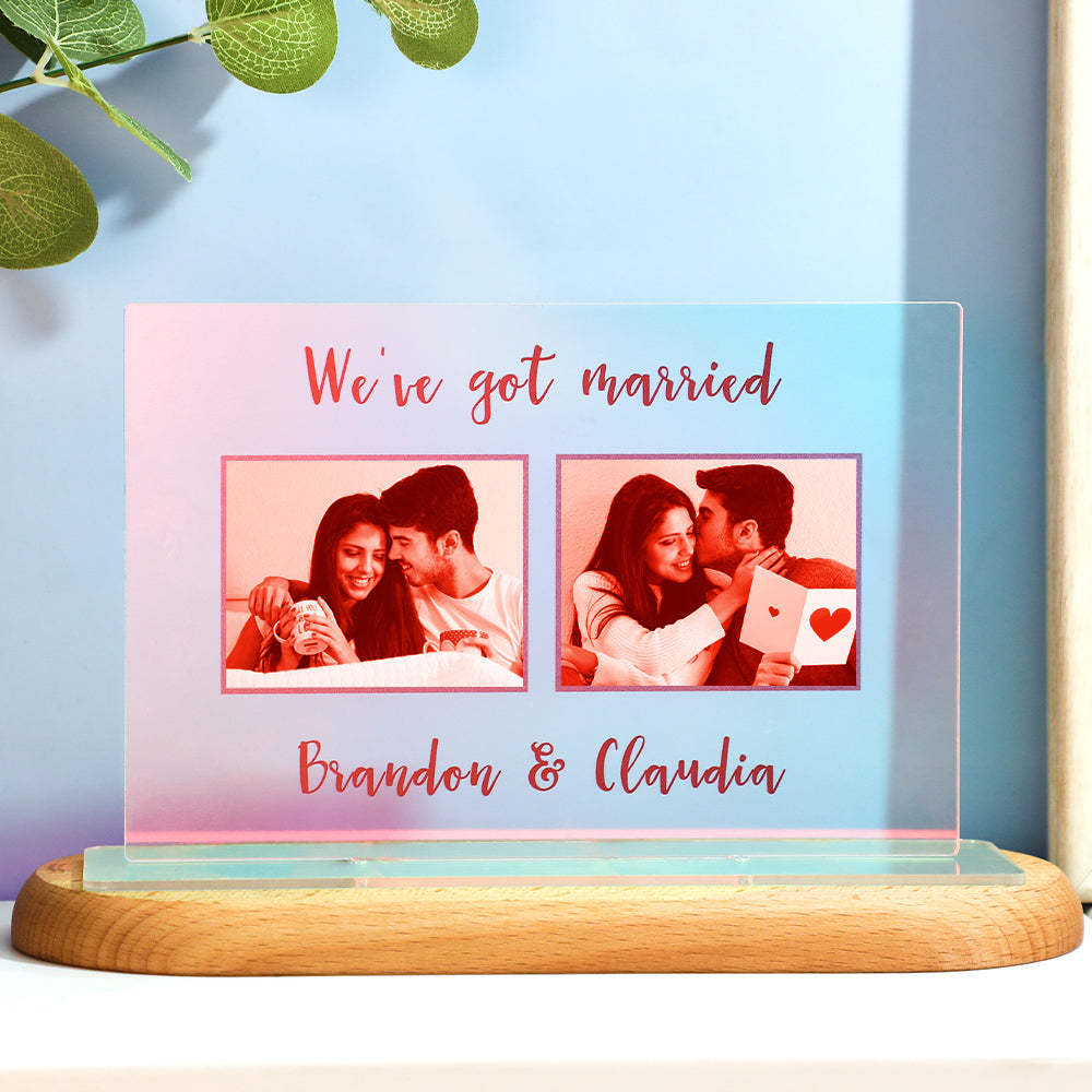 Custom Photo Transparent Gradient Color Acrylic Ornaments Personalized Engraved Keepsake for Couples - mymoonlampau