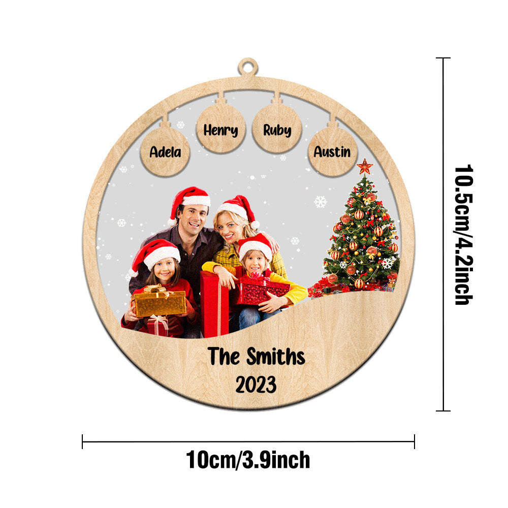 Custom Family Photo and Name Acrylic and Wood Christmas Ornament Christmas Gift - mymoonlampau