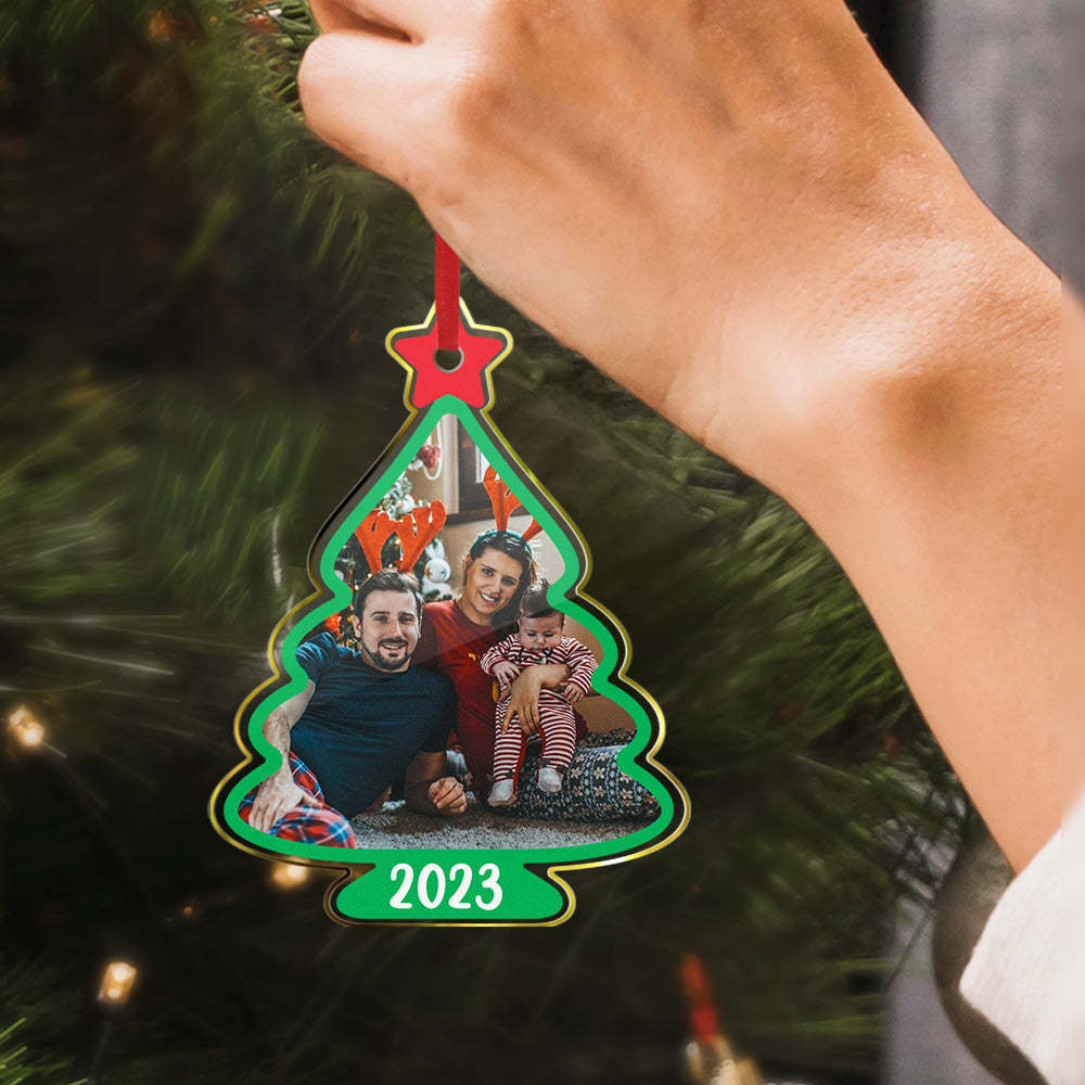 Custom Family Photo Christmas Tree Shaped Ornament Christmas Gift - mymoonlampau