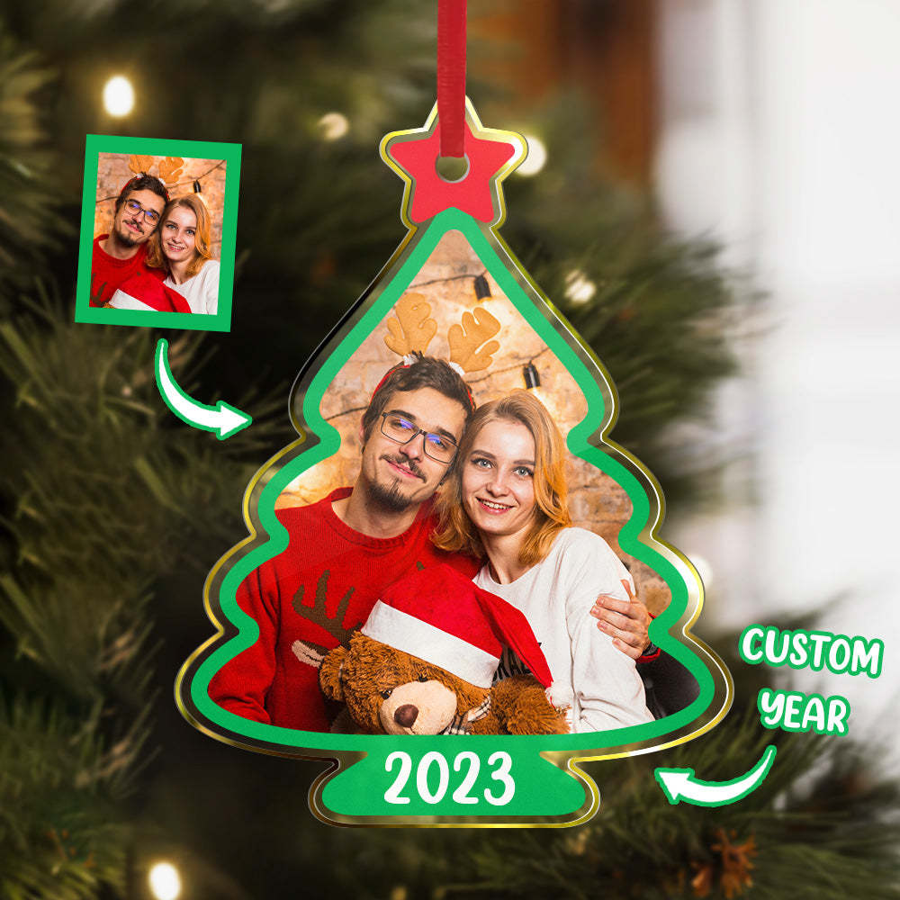 Custom Family Photo Christmas Tree Shaped Ornament Christmas Gift - mymoonlampau
