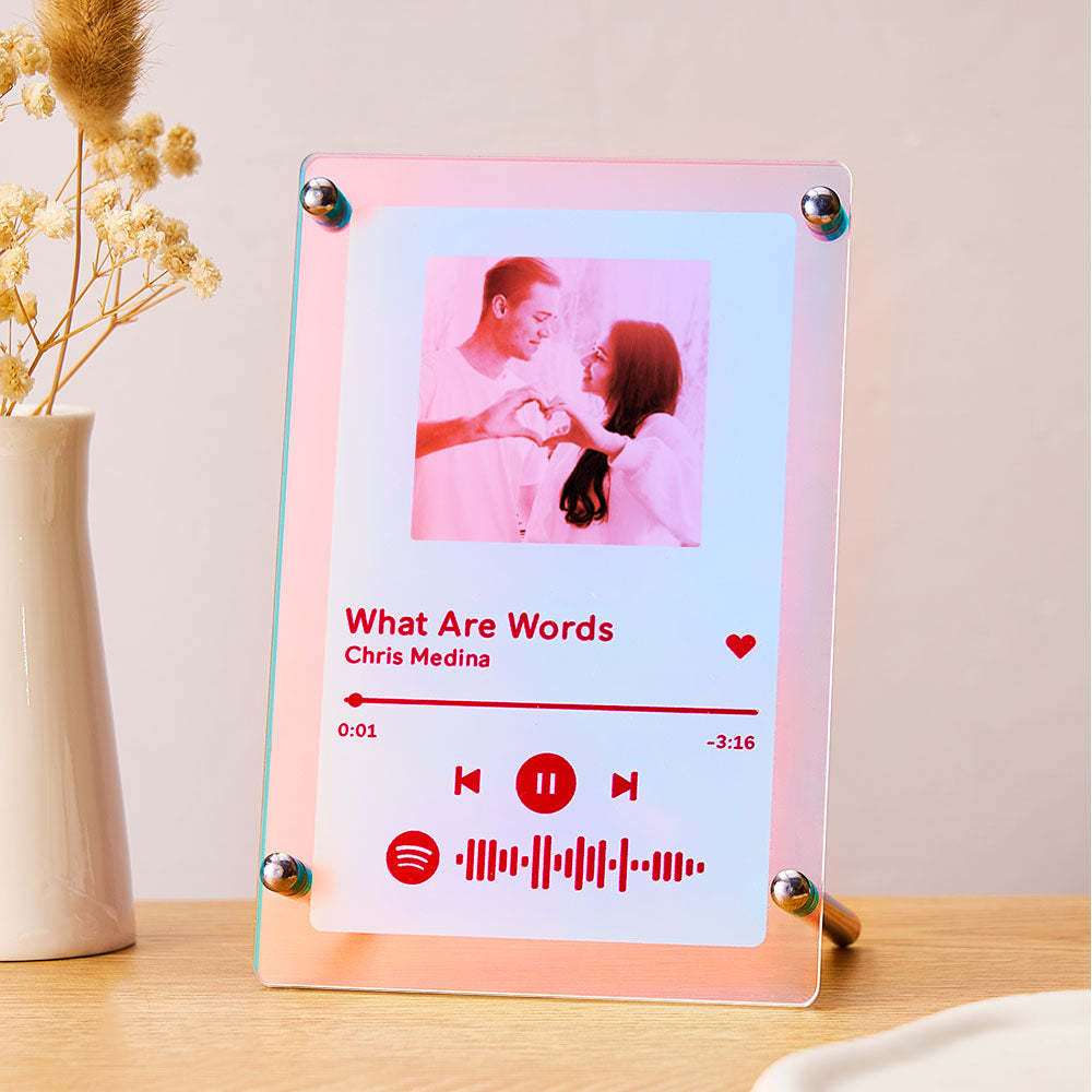 Scannable Spotify Code Photo Transparent Gradient Color Frame Personalised Laser Colorful Acrylic Plaque Valentine's Day Gifts - mymoonlampau