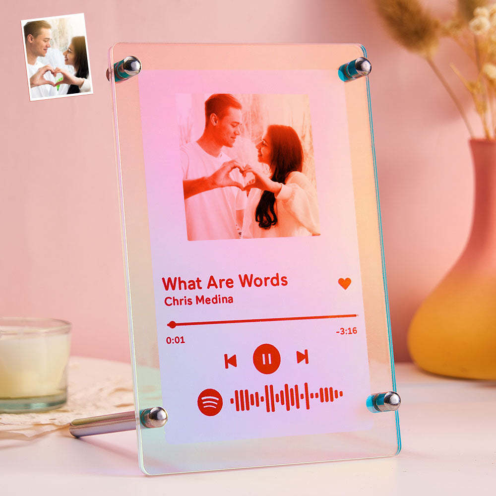 Scannable Spotify Code Photo Transparent Gradient Color Frame Personalised Laser Colorful Acrylic Plaque Valentine's Day Gifts - mymoonlampau