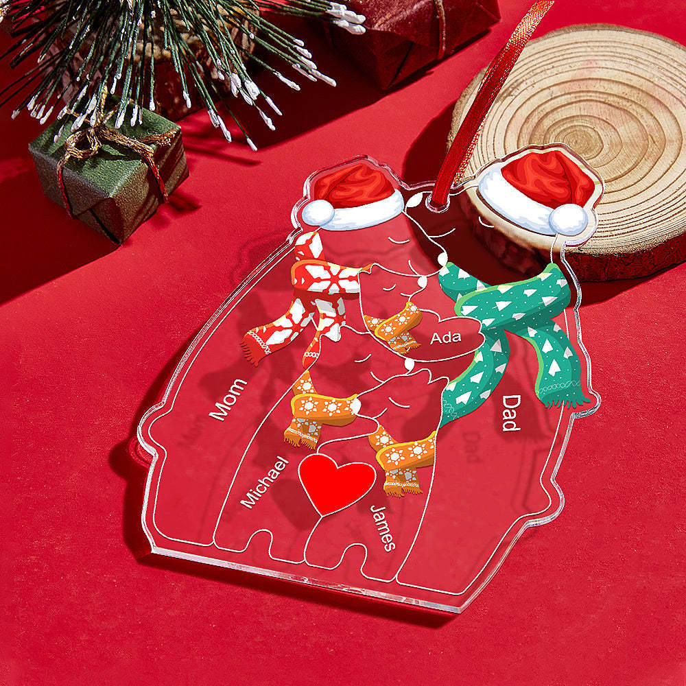 Personalised Names Christmas Bear Family Acrylic Ornament Custom Christmas Keepsake Ornament Christmas Gift Decor - mymoonlampau
