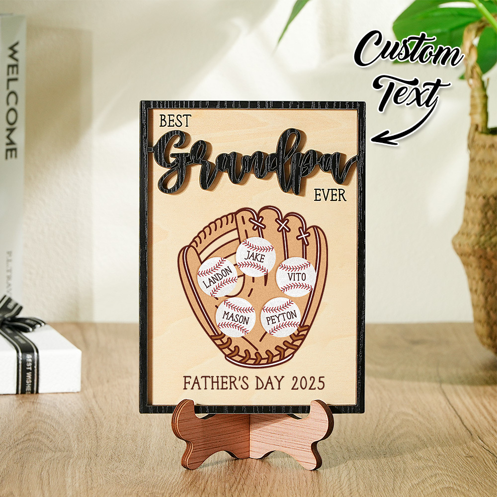 Father's Day Gift Custom Engraved Wooden Baseball Plaque Decor with Stand Personalized Memorabilia Gift For Dad - MyMoonLampAu