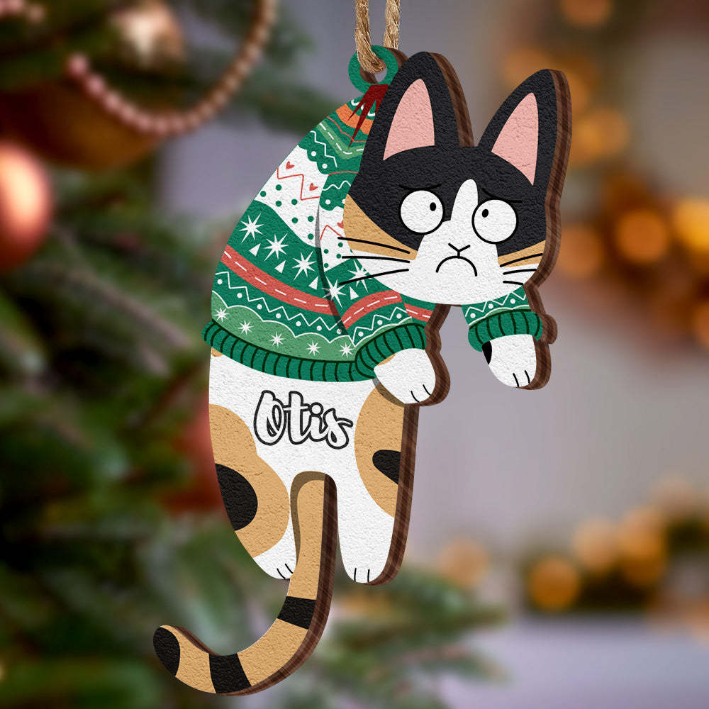 Personalised Wooden Ornament Hanging Cat Christmas Gifts - mymoonlampau