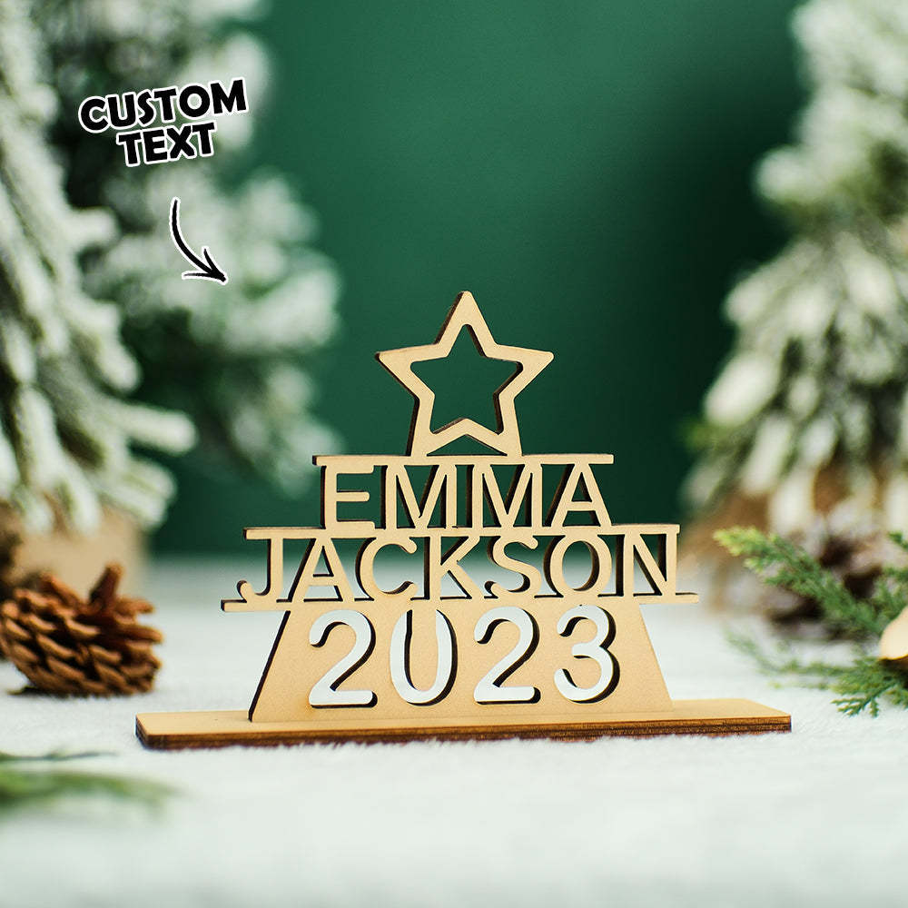 Custom Family Names Christmas Tree Wooden Decor Personalised Warm Gifts For Christmas Day - mymoonlampau