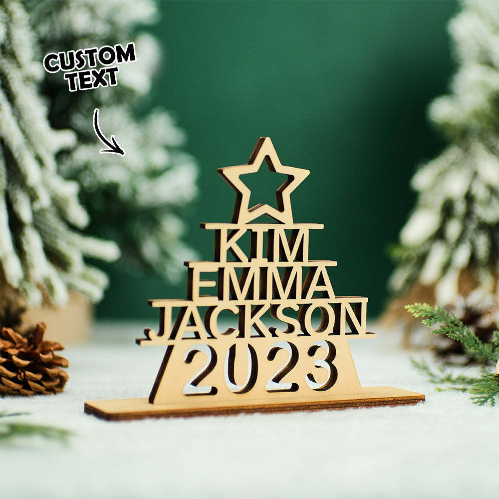 Custom Family Names Christmas Tree Wooden Decor Personalised Warm Gifts For Christmas Day - mymoonlampau
