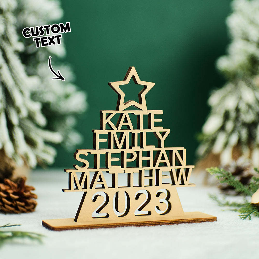 Custom Family Names Christmas Tree Wooden Decor Personalised Warm Gifts For Christmas Day - mymoonlampau