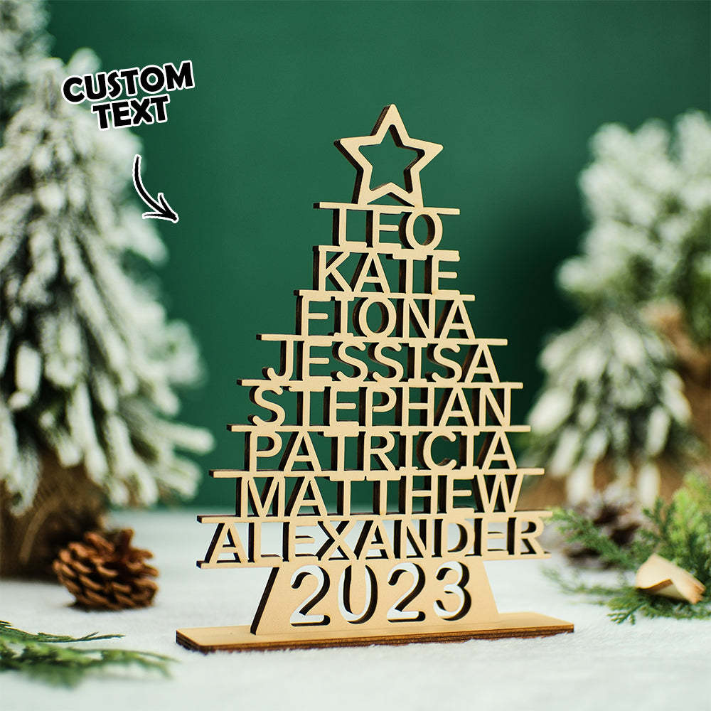 Custom Family Names Christmas Tree Wooden Decor Personalised Warm Gifts For Christmas Day - mymoonlampau