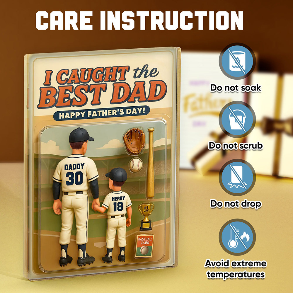 We Caught the Best Dad Baseball Custom Figure Personalized Acrylic Block Plaque, Personalized Father's Day Gift for Dad, Gifts for Husband - MyMoonLampAu