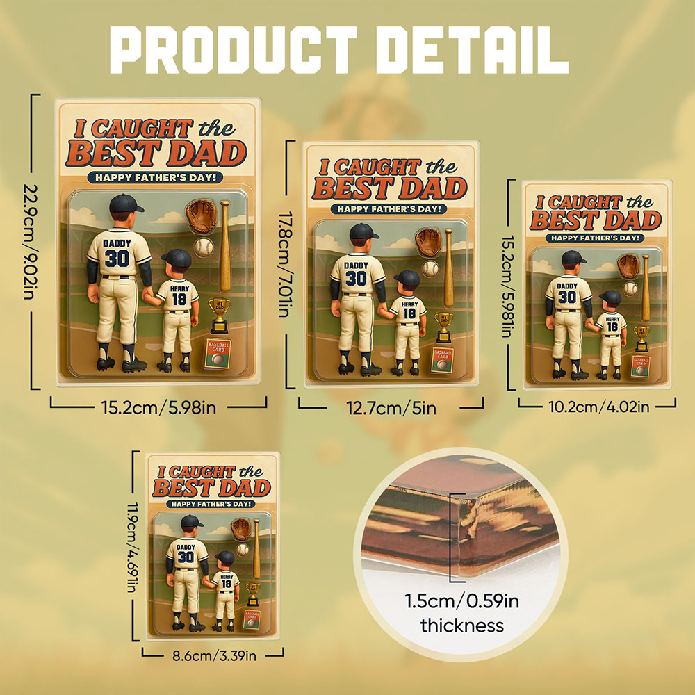 We Caught the Best Dad Baseball Custom Figure Personalized Acrylic Block Plaque, Personalized Father's Day Gift for Dad, Gifts for Husband - MyMoonLampAu